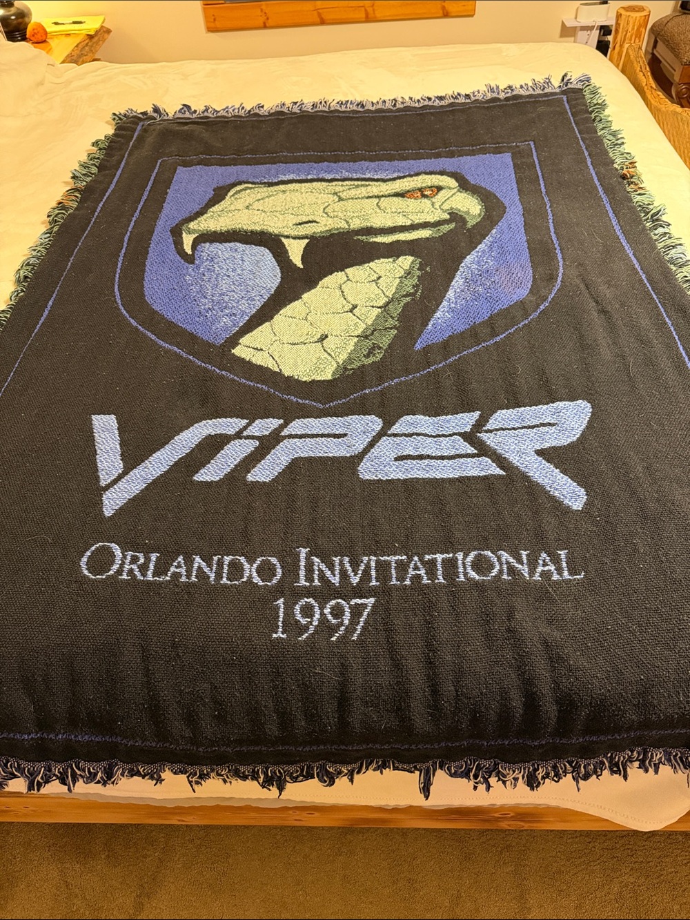 Vintage Rare 1997 Dodge Viper Orlando Invitational Woven Throw Blanket - 64”X46”
